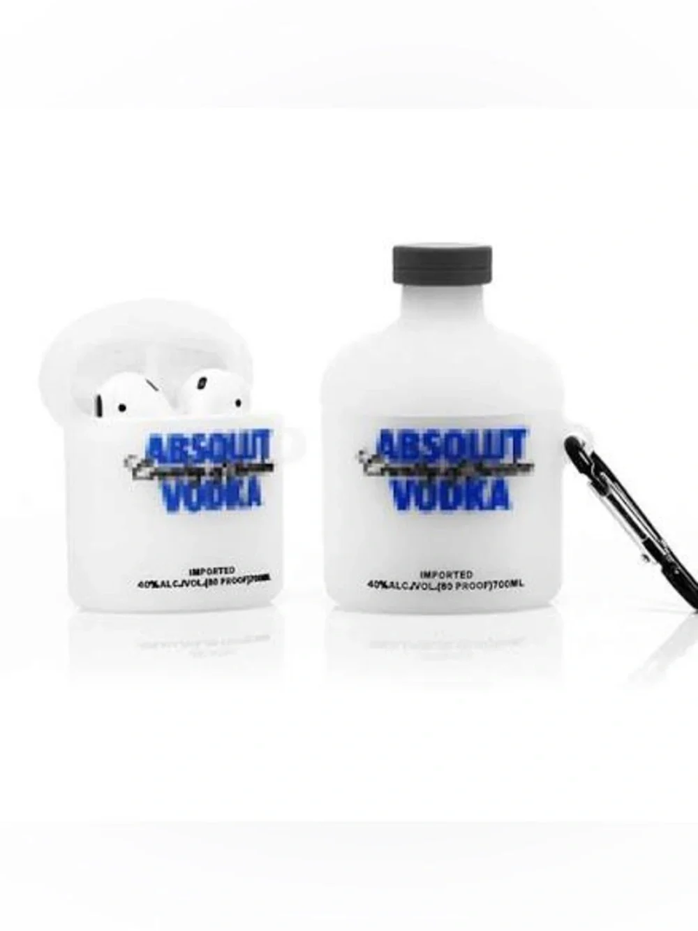 Absolut Vodka White Bottle Silicone Case with Keyring - White